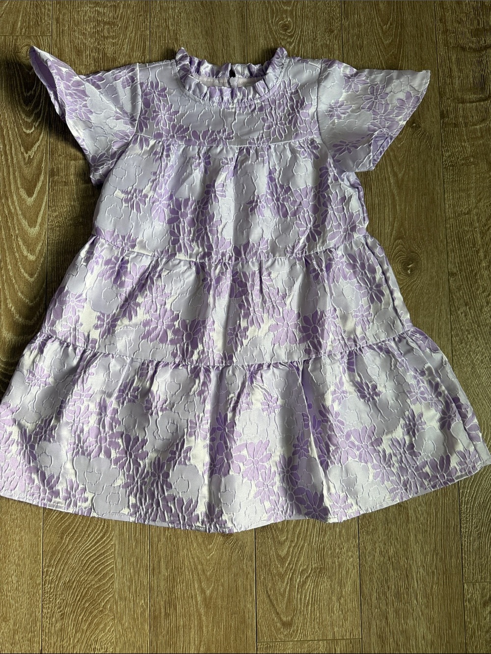 Girls' Lilac Floral Tiered Party Dress